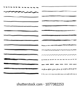 Pen Brush And Pencil Vector Strokes. Template For Brush. Wave, Straight, Dotted, Zigzag Lines