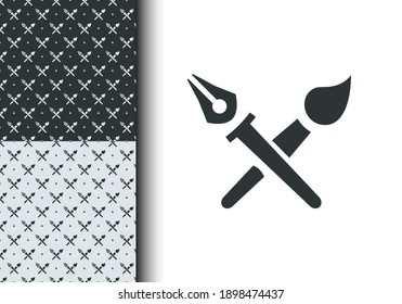 Pen And Brush Seamless Pattern Vector For Background, Texture, Backdrop, Banner, Poster, Wallpaper, Sticker, Brochure, Textile, Fabric. Bandana Element. Isolated Background. Eps 10