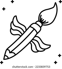 Pinselflügel, handgezeichnet, Vektordesign