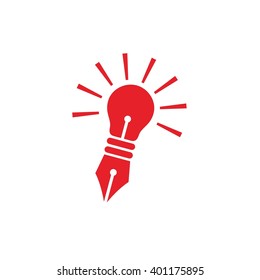 pen bulb idea logo