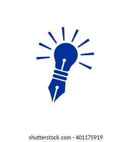pen bulb idea logo