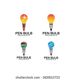 Pen bulb logo design template vector illustration
