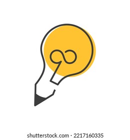 logotipo de la pluma y de la bombilla, sencillo y limpio