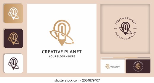pen bulb orbit planet collection logo