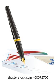 pen and business chart