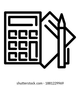 Pen-Rechner-Papier-Flachicon einzeln auf weißem Hintergrund