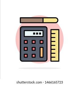 Pen, Calculator, Scale, Education Abstract Circle Background Flat color Icon. Vector Icon Template background