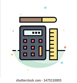 Pen, Calculator, Scale, Education Abstract Flat Color Icon Template