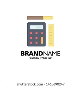 Pen, Calculator, Scale, Education Business Logo Template. Flat Color. Vector Icon Template background