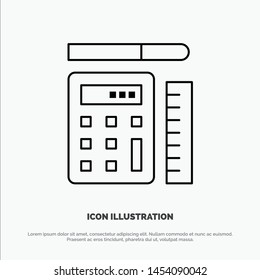 Pen, Calculator, Scale, Education Vector Line Icon