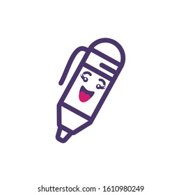 pen cartoon design, Kawaii school expression cute character funny and emoticon theme Vector illustration