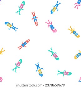 pen character pencil school vector seamless pattern thin line illustration