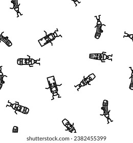 pen character pencil school vector seamless pattern thin line illustration