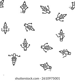pen character pencil school vector seamless pattern thin line illustration