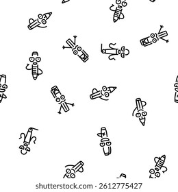 pen character pencil school vector seamless pattern thin line illustration