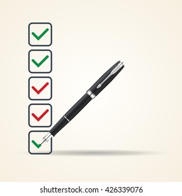 Pen and check boxes, vector