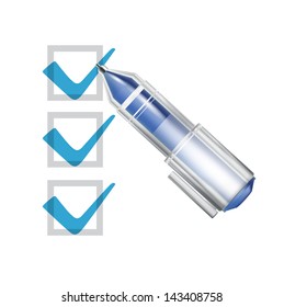 pen and checklist isolated on white