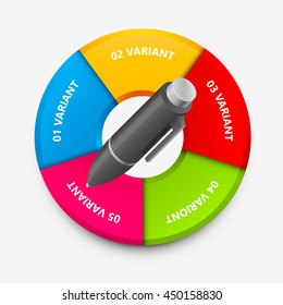 Pen circle infographics. Pen icon 3d. Vector infographic illustration
