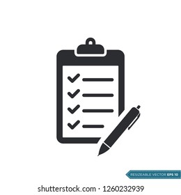 Pen and Clipboard Icon Vector Template