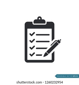 Pen and Clipboard Icon Vector Template Illustration Design