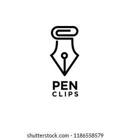 pen clips logo idea icon design vector