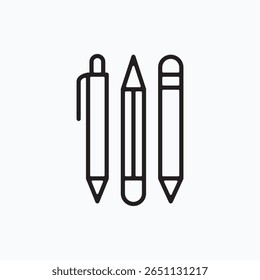 Pen and colored pencil icon positioned next to each other, suitable for stationery or artthemed designs for school or office supplies.