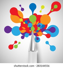 A pen with colorful shapes, vector