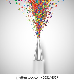 A pen with colorful shapes, vector