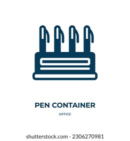 pen container vector icon. pen container, studio, movie filled icons from flat office concept. Isolated black glyph icon, vector illustration symbol element for web design and mobile apps
