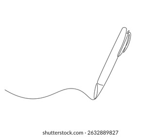 Pen continuous line. Continuous one line drawing Pen. Back to school concept. Single line drawing
