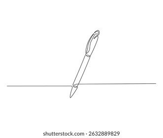 Pen continuous line. Continuous one line drawing Pen. Back to school concept. Single line drawing
