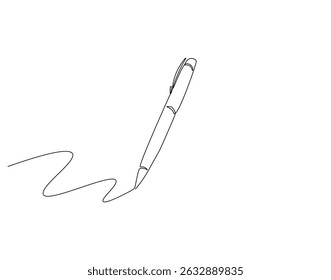Pen continuous line. Continuous one line drawing Pen. Back to school concept. Single line drawing
