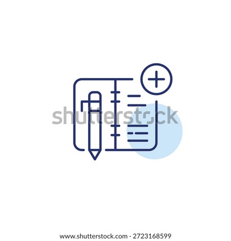 Pen and daily planner. Add new event. Pixel perfect, editable stroke vector icon