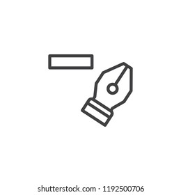 Pen delete tool outline icon. linear style sign for mobile concept and web design. Delete Fountain pen simple line vector icon. Symbol, logo illustration. Pixel perfect vector graphics