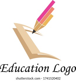 Pen design logo vector stock with book