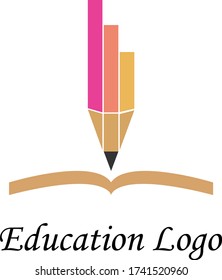 Pen design logo vector stock with book