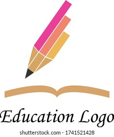 Pen design logo vector stock with book