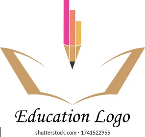 Material vectorial del logo de diseño de pluma con libro