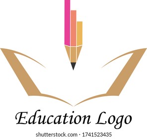Pen design logo vector stock with book