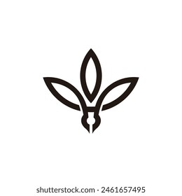 pen designer leaf design geometric logo vector 