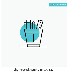 Pen, Desk, Office, Organizer, Supplies, Supply, Tools turquoise highlight circle point Vector icon. Vector Icon Template background