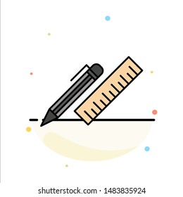 Pen, Desk, Organizer, Pencil, Ruler, Supplies Abstract Flat Color Icon Template