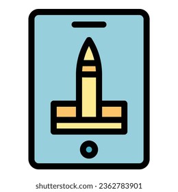 Vector de contorno de icono digital de lápiz. Computadora digital. Dibujar color de firma plano