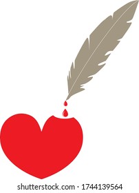 Pen dipping into a heart full of red ink