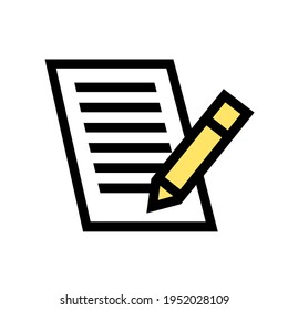 Pen and document icon on white background. Business contract signature. Vector isolated illustration