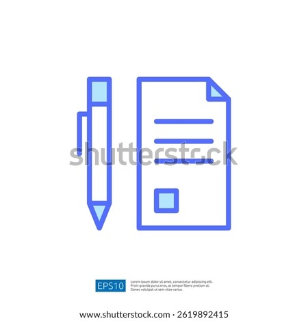 Pen and Document Icon Representing Law and Judgement Concepts in Legal Context