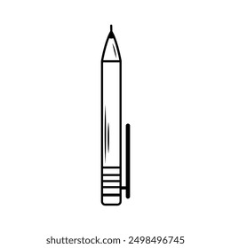 Pen doodle icon. Line art education or school symbol.