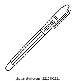 Pen doodle icon, vector illustration of ballpoint pen, writing and drawing, office stationery supplies, isolated outline clipart on white background