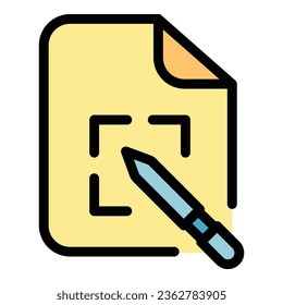 Pen draw icon outline vector. Digital design. Signature pencil color flat