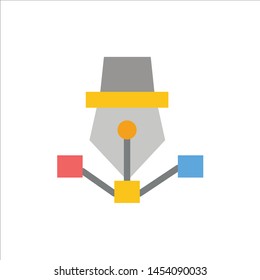 Pen, Drawing, Art, Design, Draw  Flat Color Icon. Vector icon banner Template